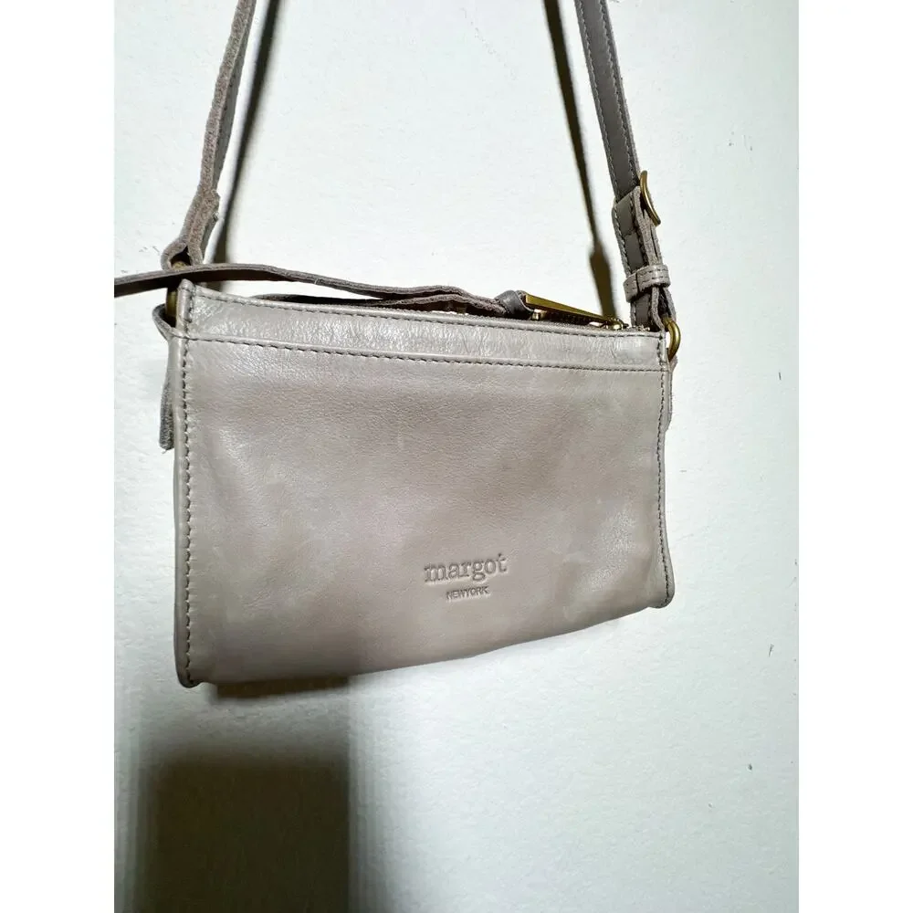 Margot New York Aiden Wallet on a String Taupe Leather Crossbody